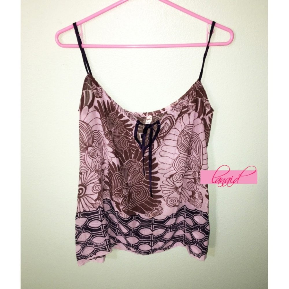 Joie Floral Keyhole Cut-Out Cutout Silk Natural Fiber Camisole Sleeveless Tank